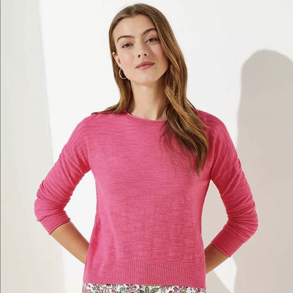 LOFT Elliptical Hem Sweater - Pink - S - NWT